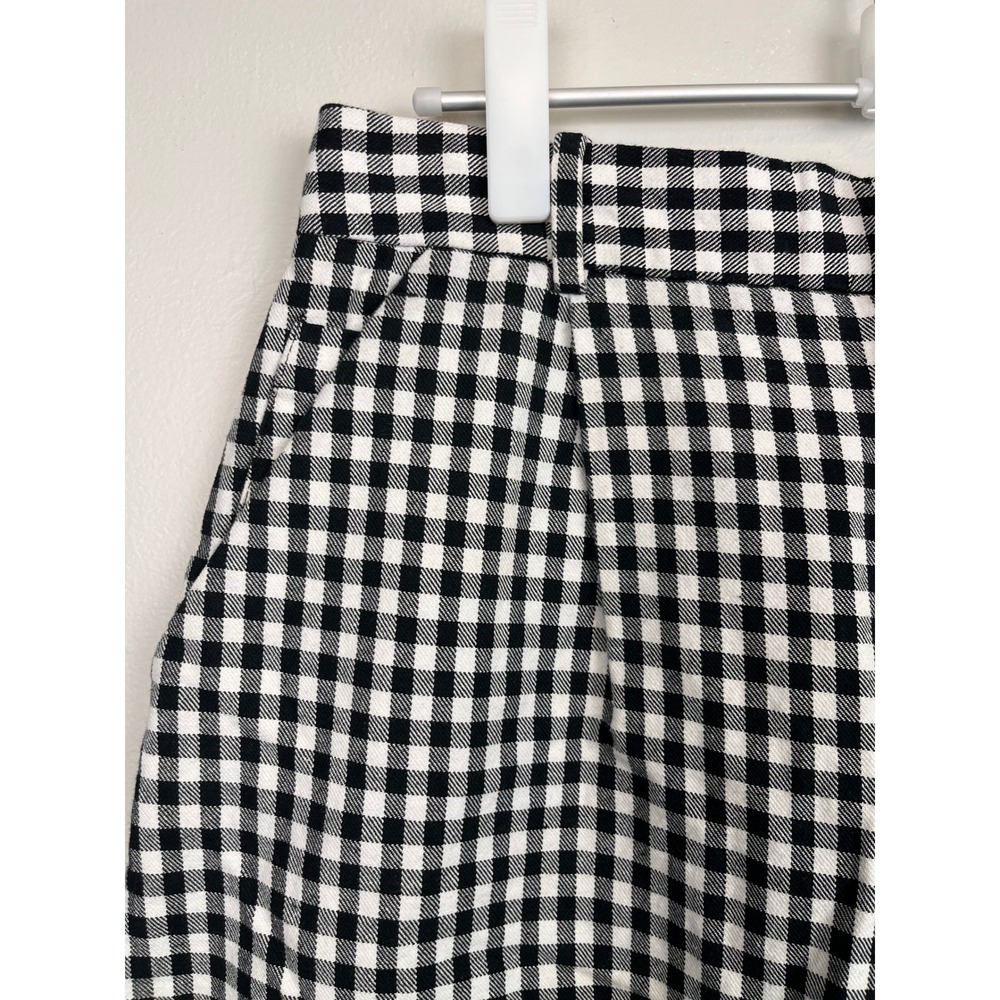 Zara Black White Gingham High Waisted Pleated Tapered Pants Size M - Picture 3 of 9